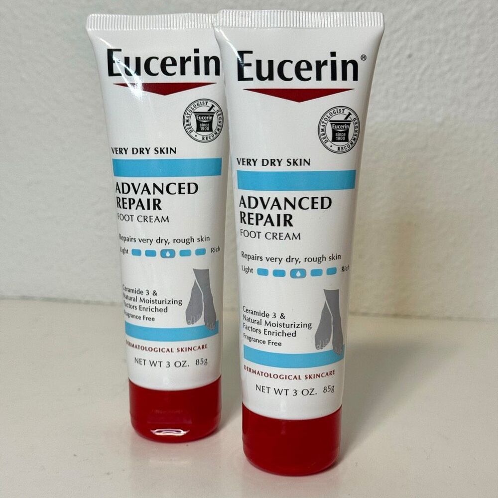 NEW EUCERIN ADVANCED REPAIR FOOT CREAM FOR VERY DRY‎ SKIN - 3OZ 2 pack